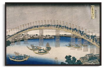 Inspiration Festival des lanternes au pont Temma Hokusai - peinture à l'huile